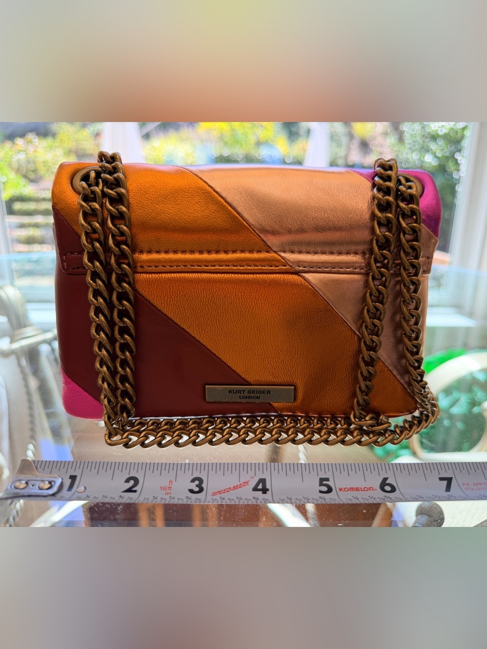 Kurt Geiger Metallic Pink and Copper Colorblock Shoulder Bag - Picture 3 of 9